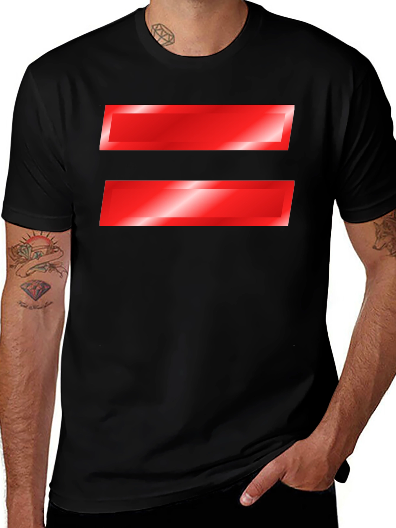 Black Equality Symbol T-Shirt - Bold Red Graphic Tee main image