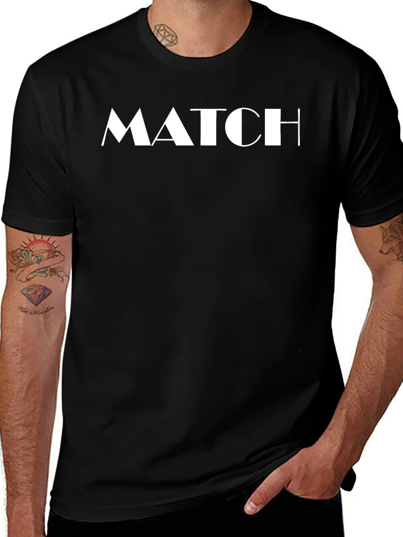 Modern Black T-Shirt with 'MATCH' Print
