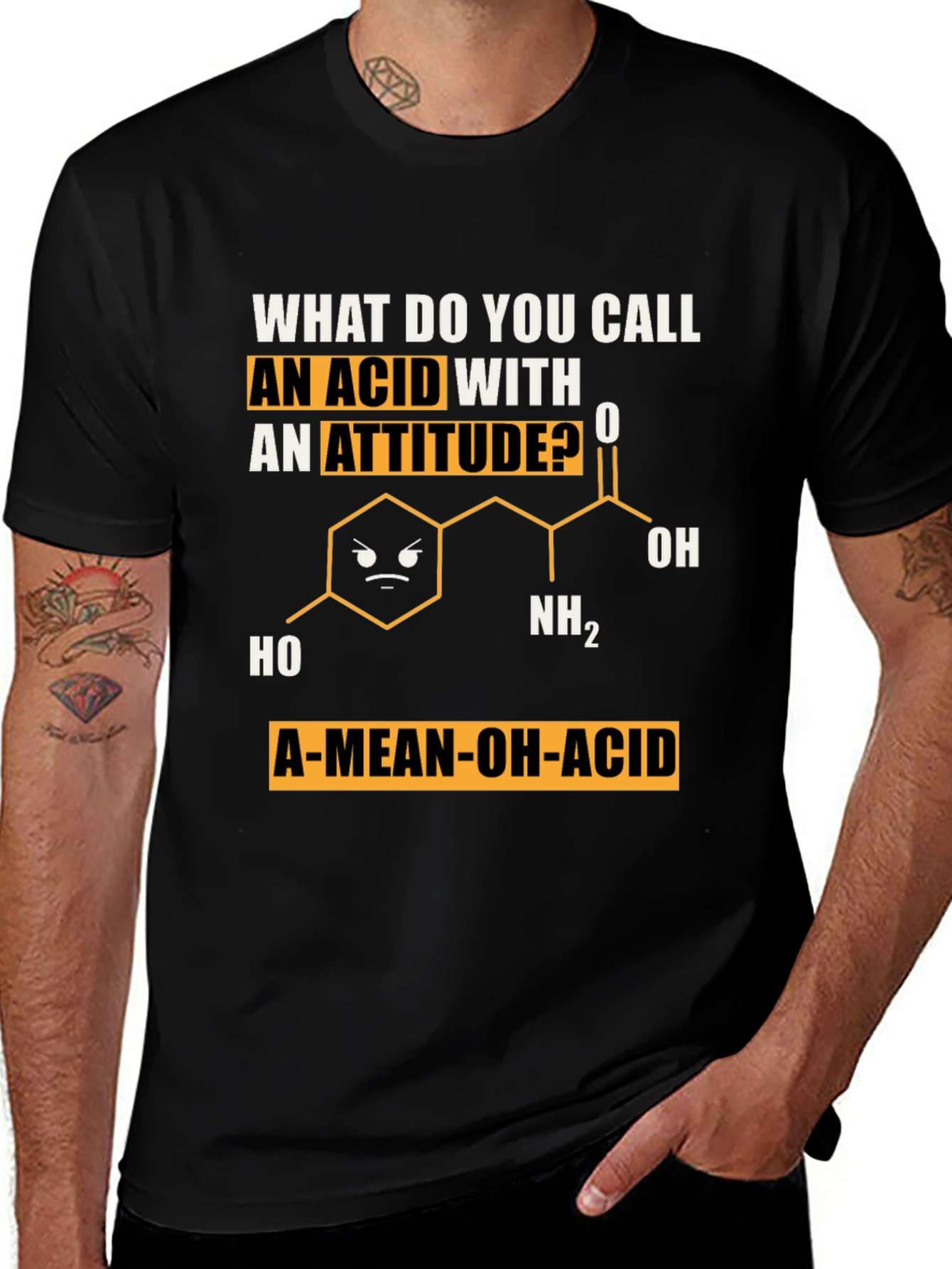 Variant 15 of A-Mean-Oh-Acid T-Shirt, Chemistry Pun Tee