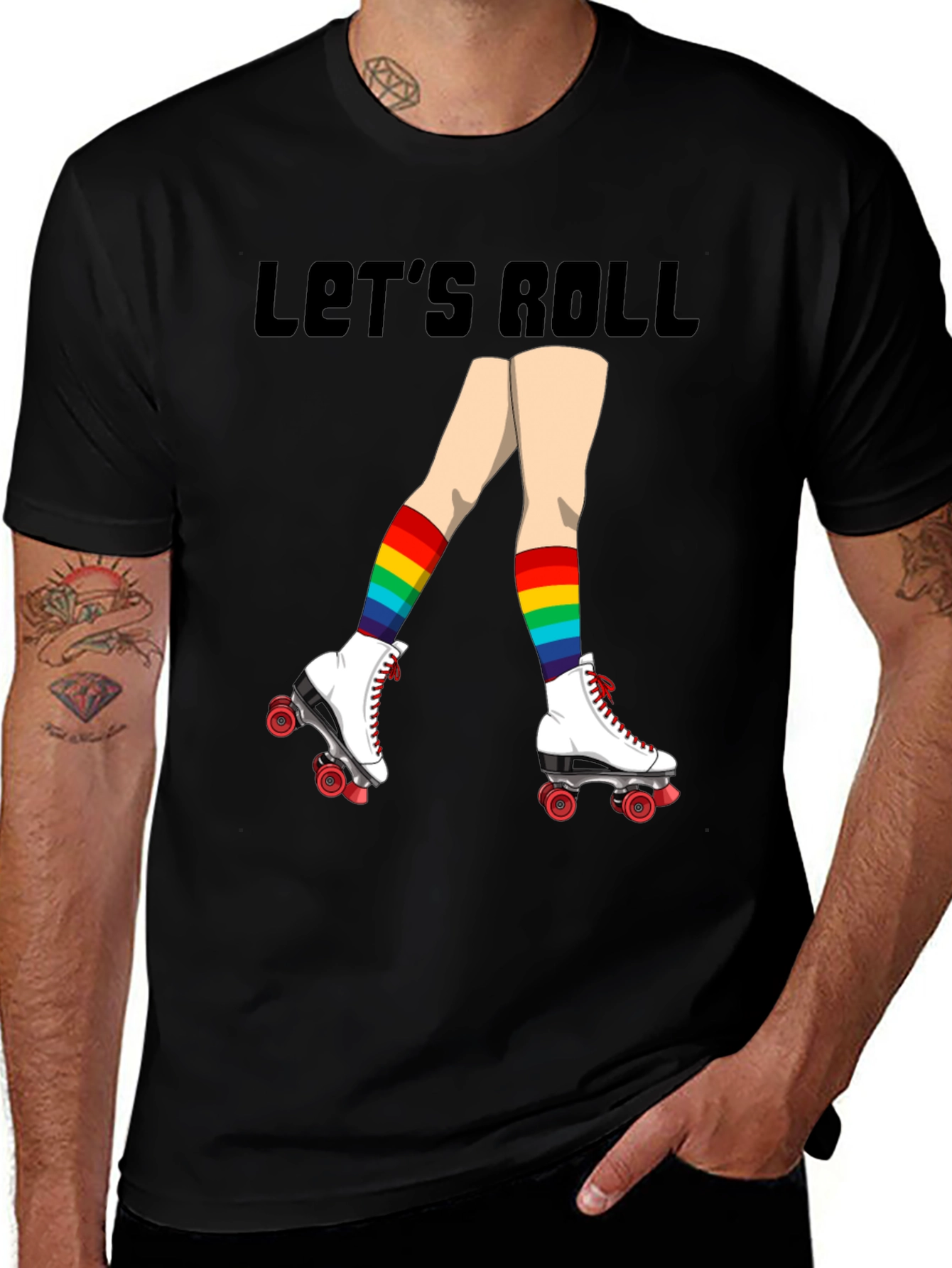Variant 30 of Let's Roll T-Shirt - Roller Skate Rainbow Pride