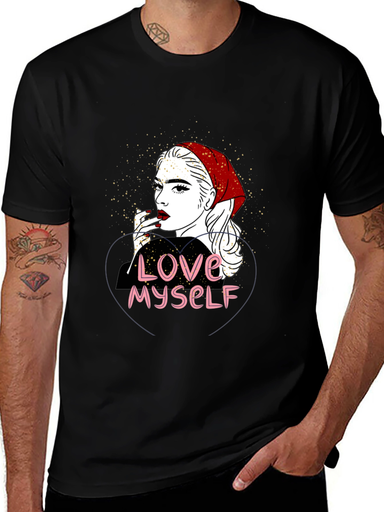 Variant 24 of Love Myself Graphic Tee - Black Cotton T-Shirt