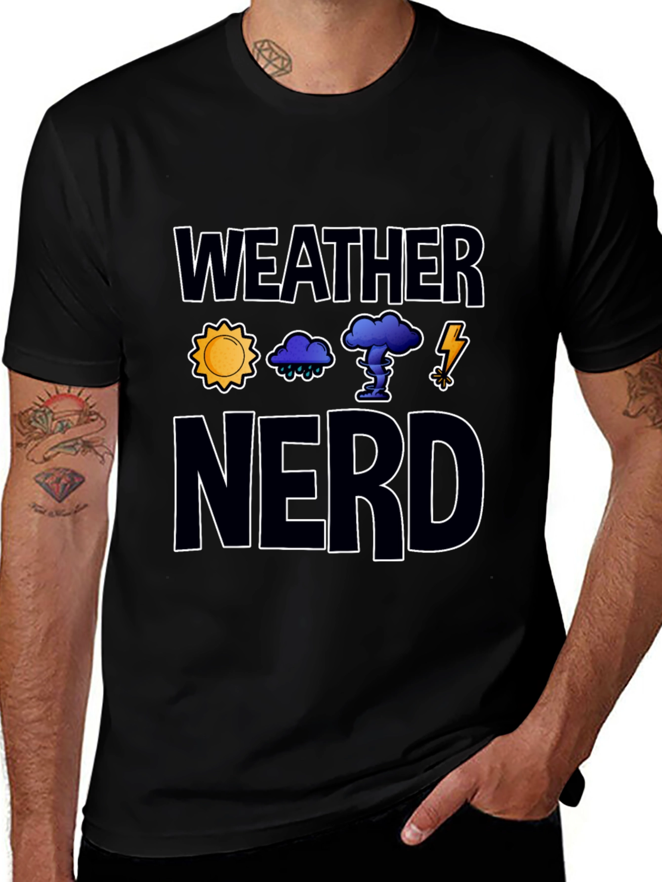 Weather Nerd Graphic Tee - Black Cotton T-Shirt