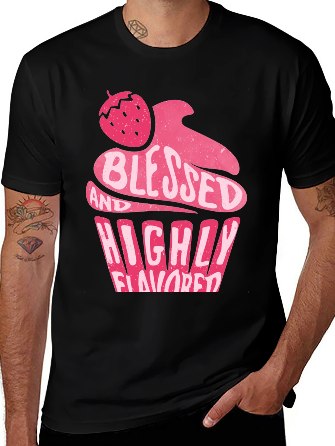 Variant 14 of Blessed & Highly Flavored Cupcake T-Shirt