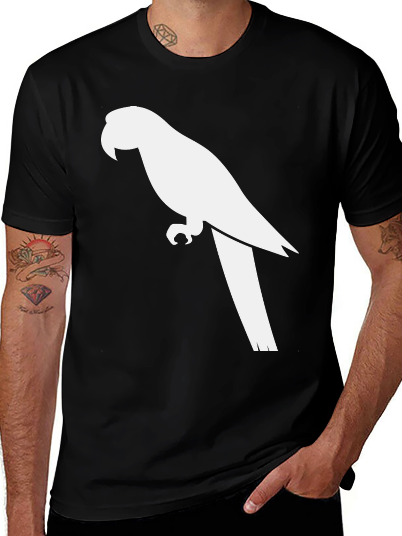 Variant 14 of Black Parrot Graphic Tee - Stylish and Unique