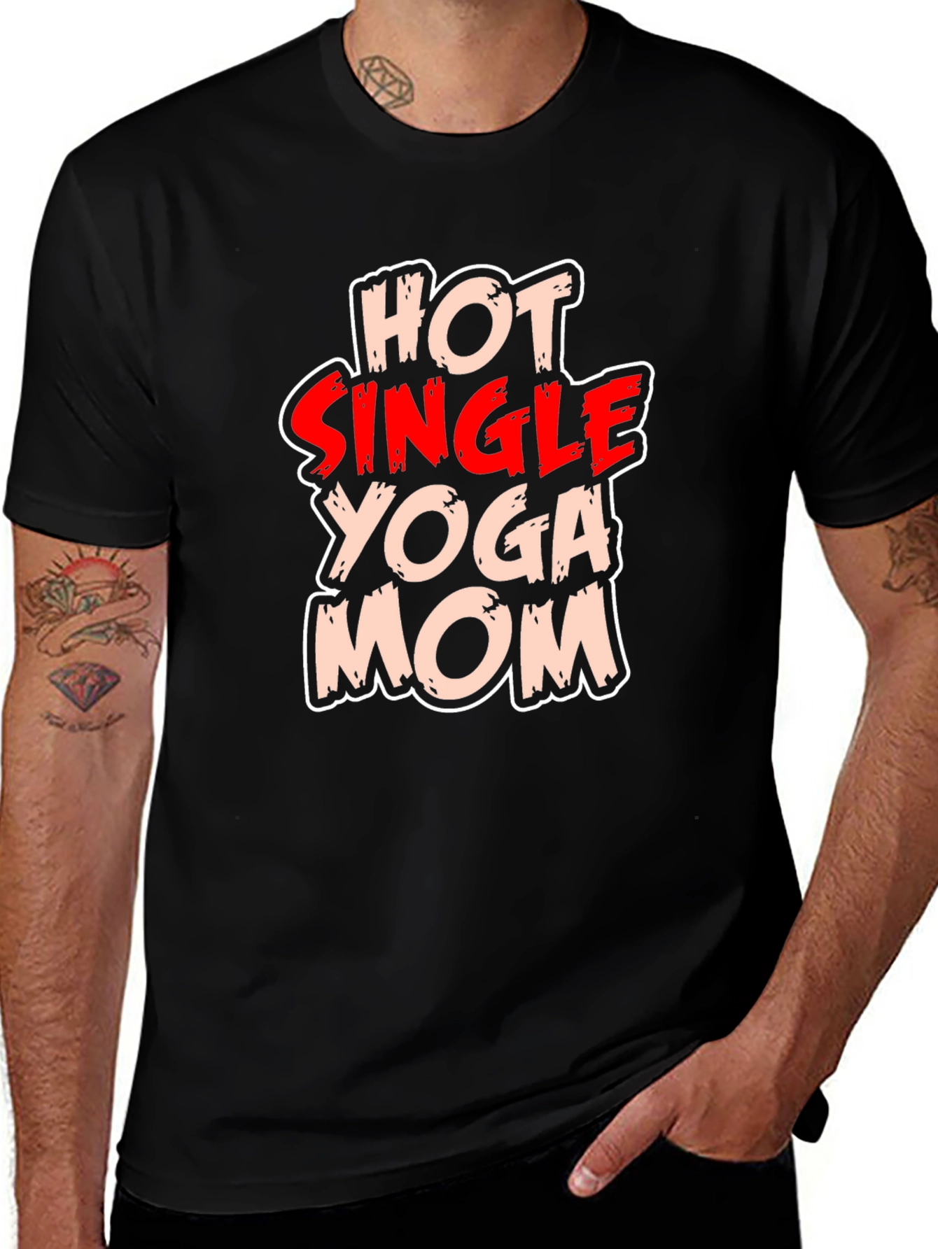 Hot Single Yoga Mom T-Shirt - Black