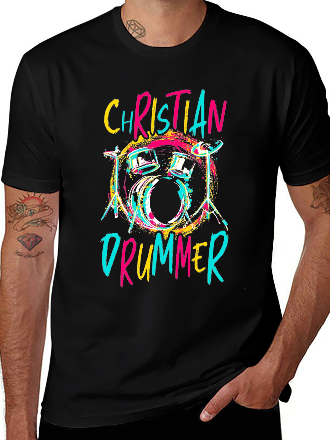 Christian Drummer T-Shirt - Music Lover Tee