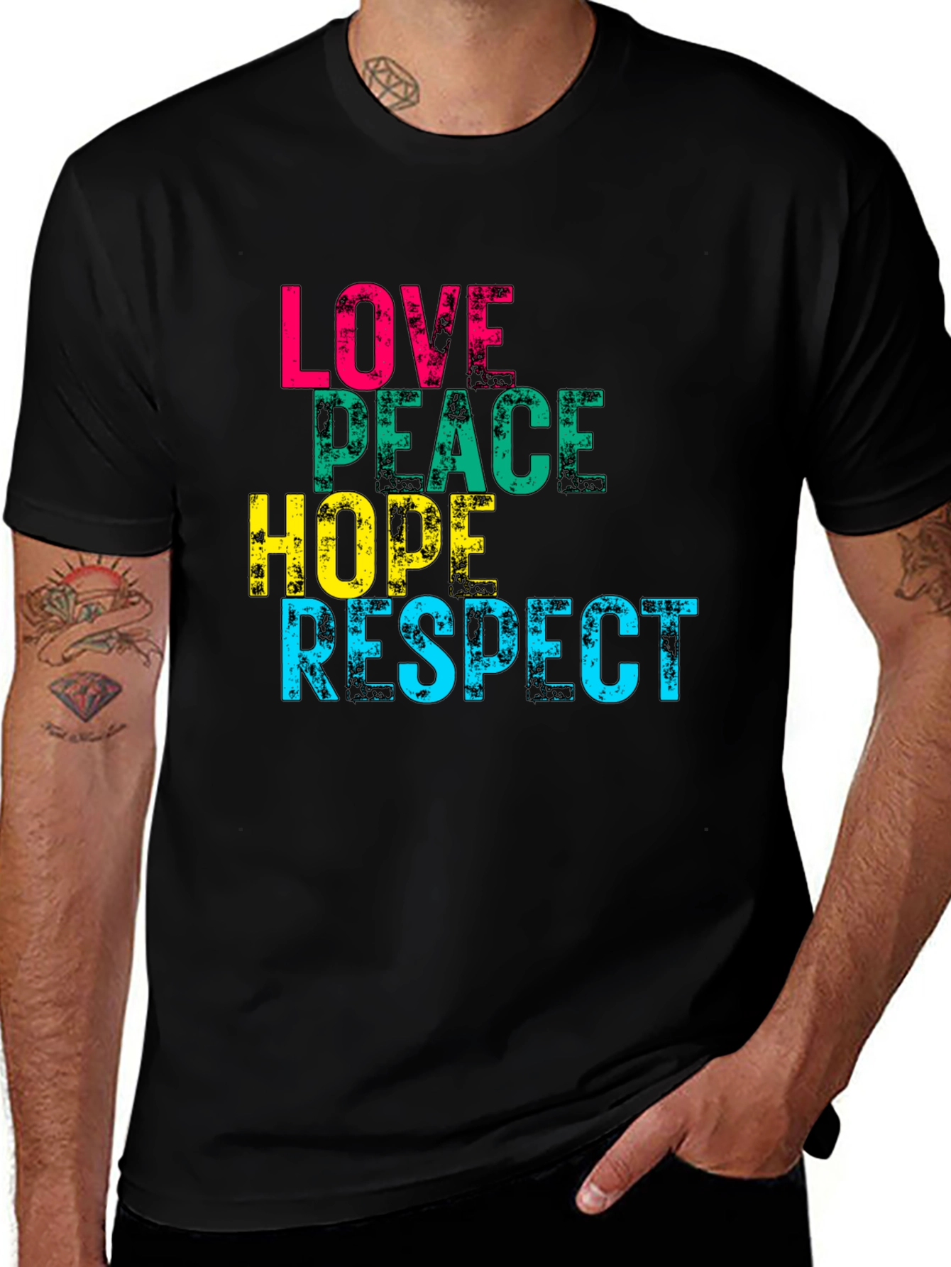 Variant 15 of Love Peace Hope Respect Graphic Print T-Shirt