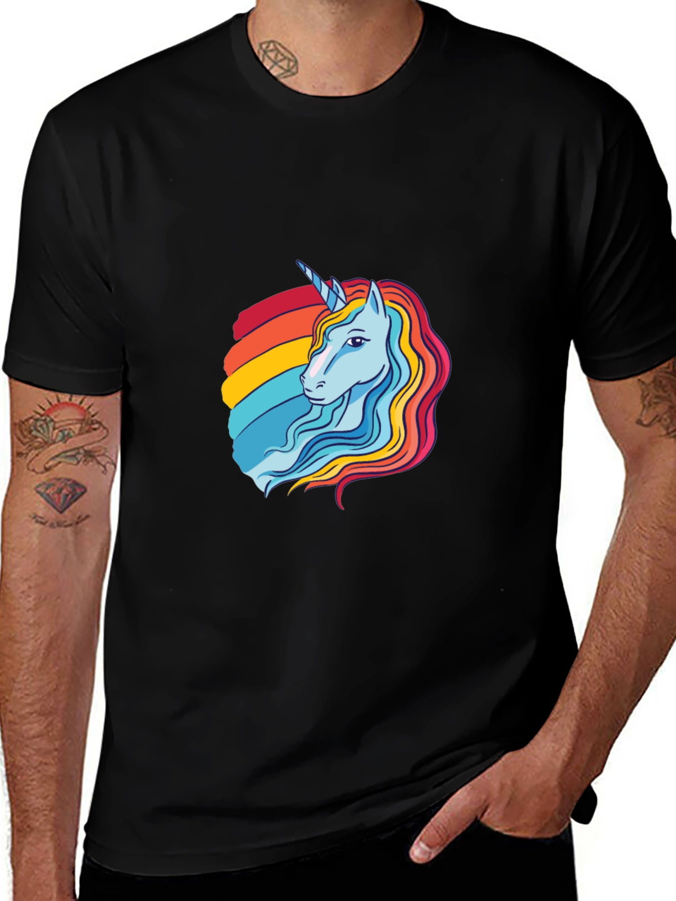 Variant 6 of Unicorn Rainbow T-Shirt - Classic Black Tee