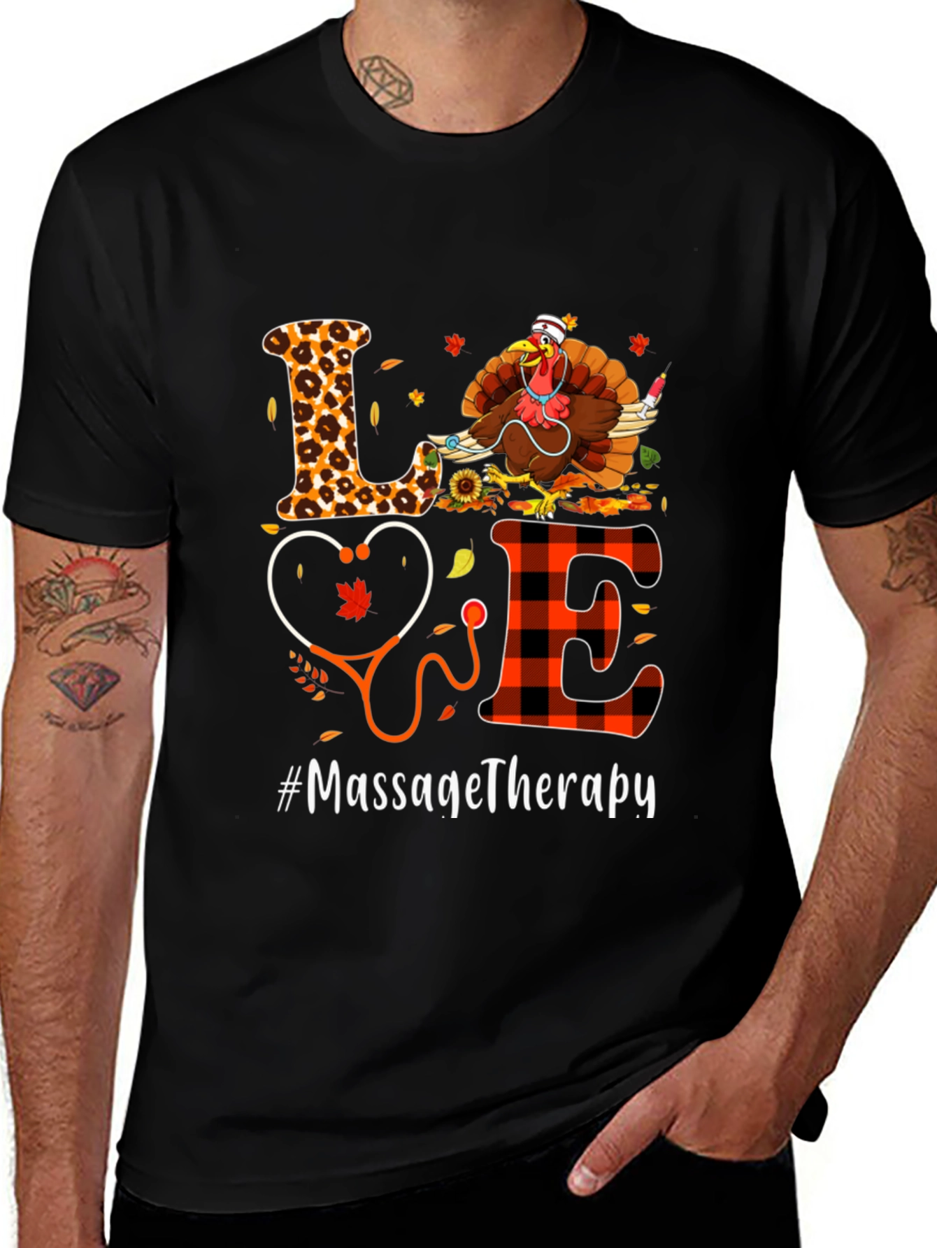 Massage Therapy Thanksgiving Turkey T-Shirt
