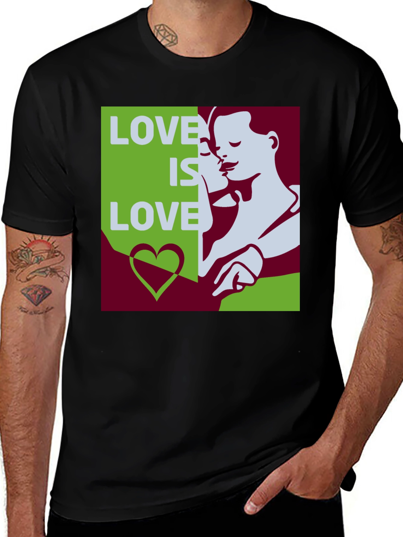 Variant 5 of Love Is Love Graphic Tee - Black Cotton Blend