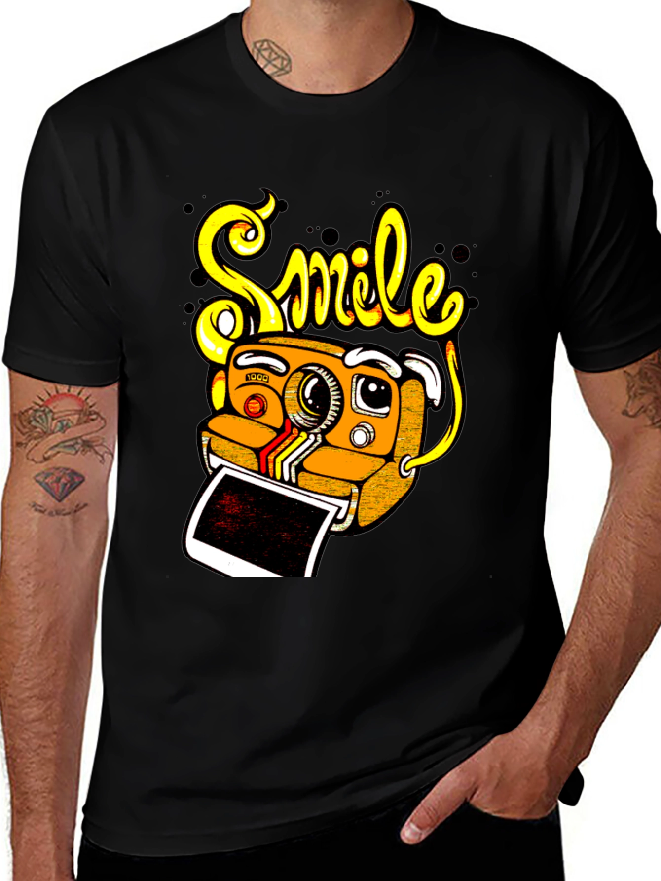 Variant 25 of Smile Camera Graphic Tee - Black