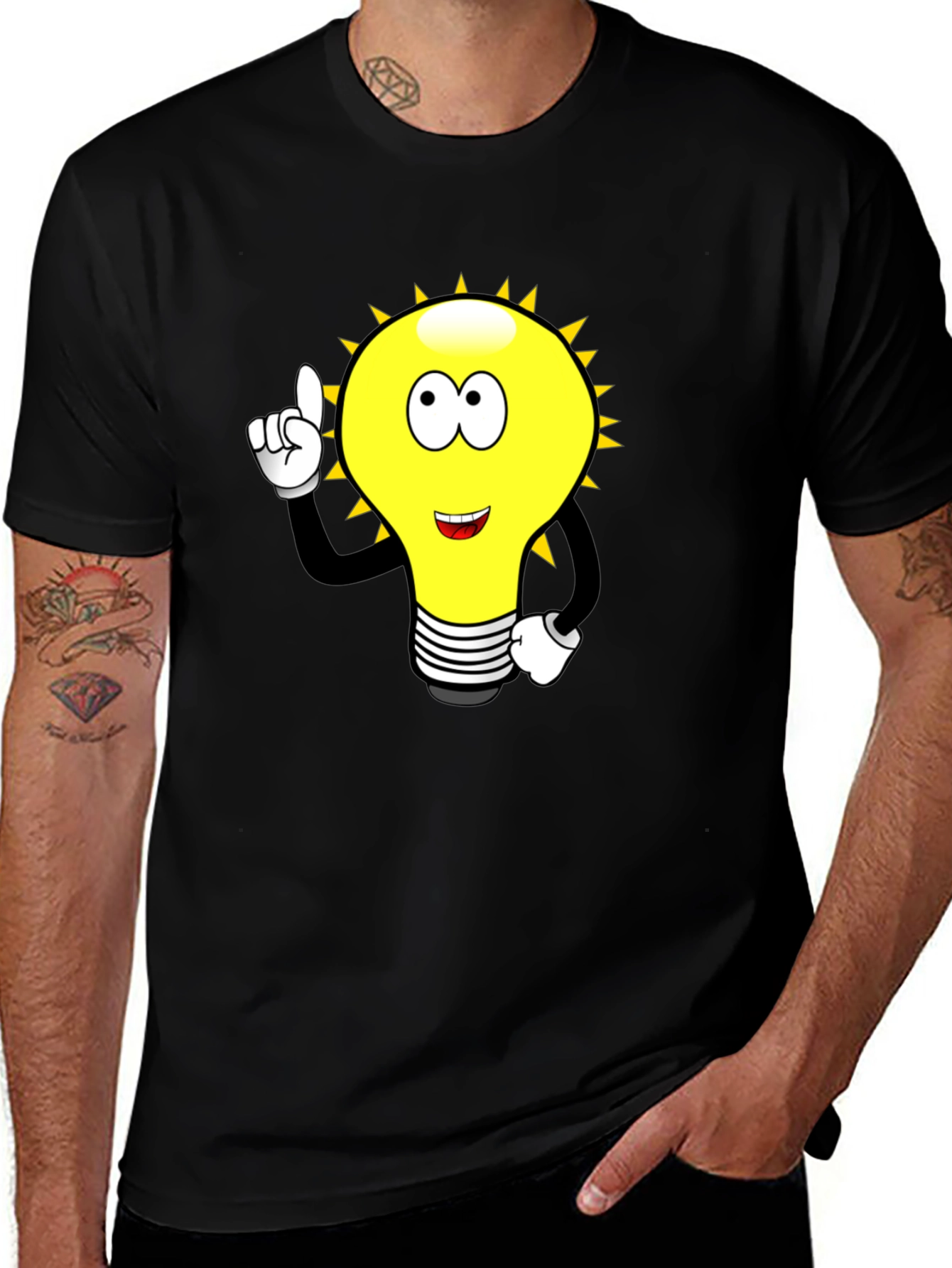 Variant 3 of Cartoon Light Bulb Black T-Shirt