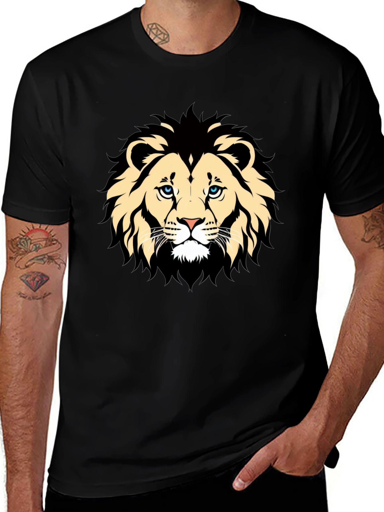 Variant 8 of Lion Graphic Black T-Shirt - Animal Lover Tee