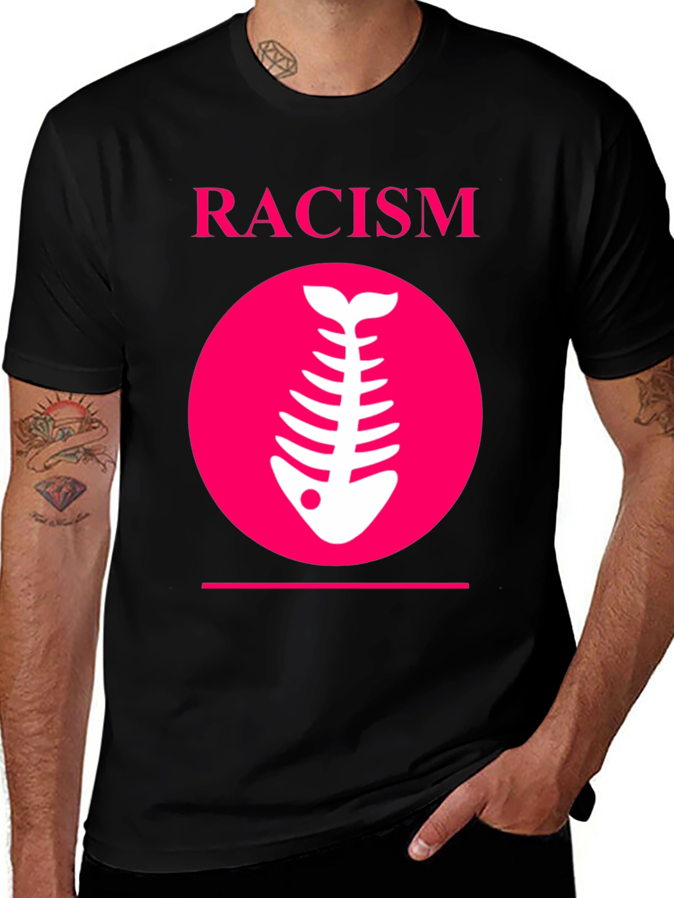 Variant 23 of Racism Fishbone Graphic Tee - Black