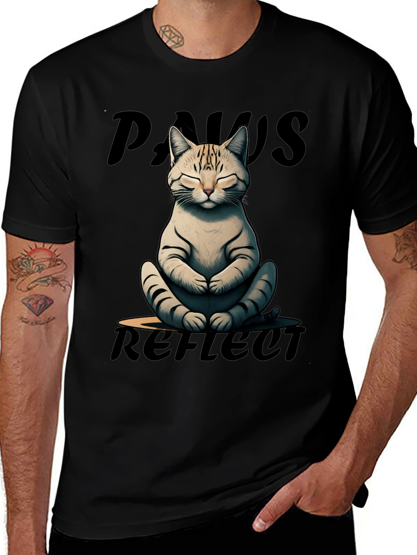 Variant 30 of Paws Reflect Yoga Cat Graphic Tee