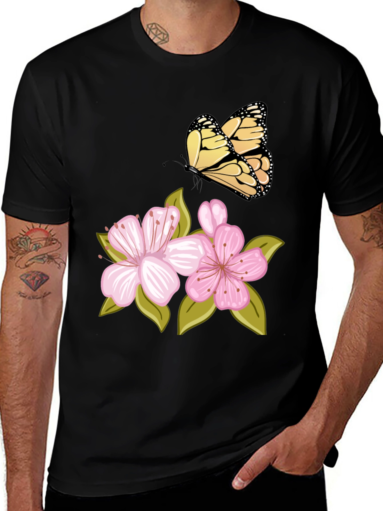 Variant 24 of Butterfly & Cherry Blossom Graphic Tee