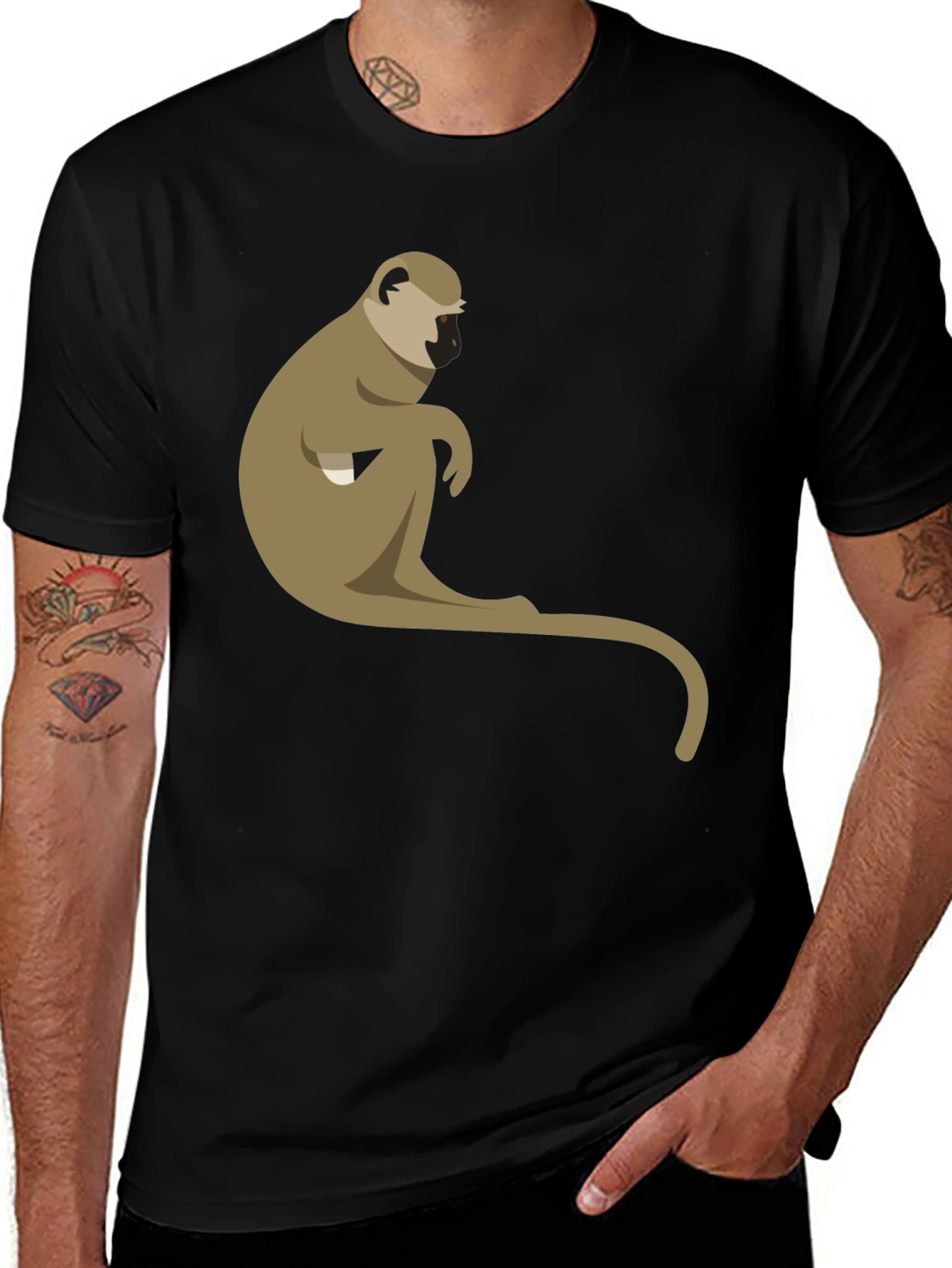Variant 28 of Monkey Graphic Black T-Shirt