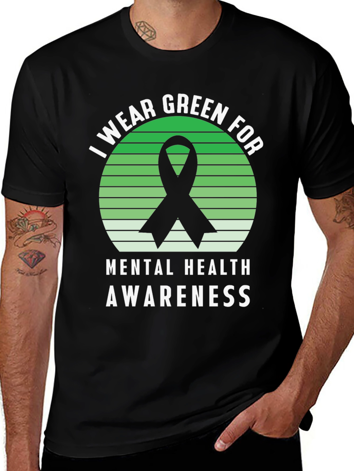 Variant 13 of Mental Health Awareness Green Ribbon T-Shirt