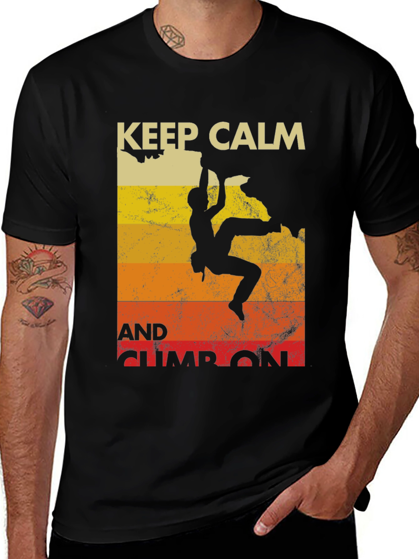 Variant 21 of Keep Calm and Climb On T-Shirt - Rock Climbing Tee