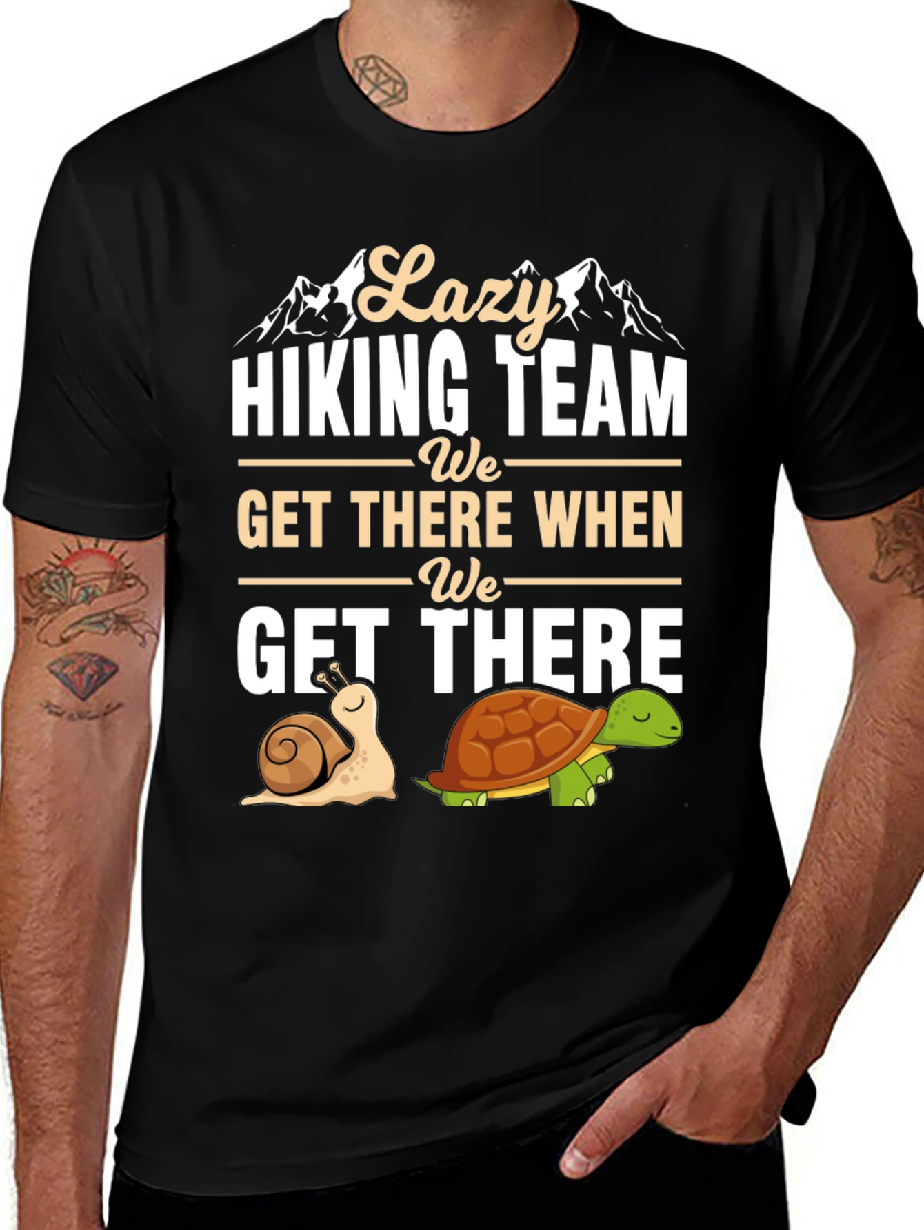 Variant 15 of Lazy Hiking Team Tee - Snail & Turtle Graphic T-Shirt