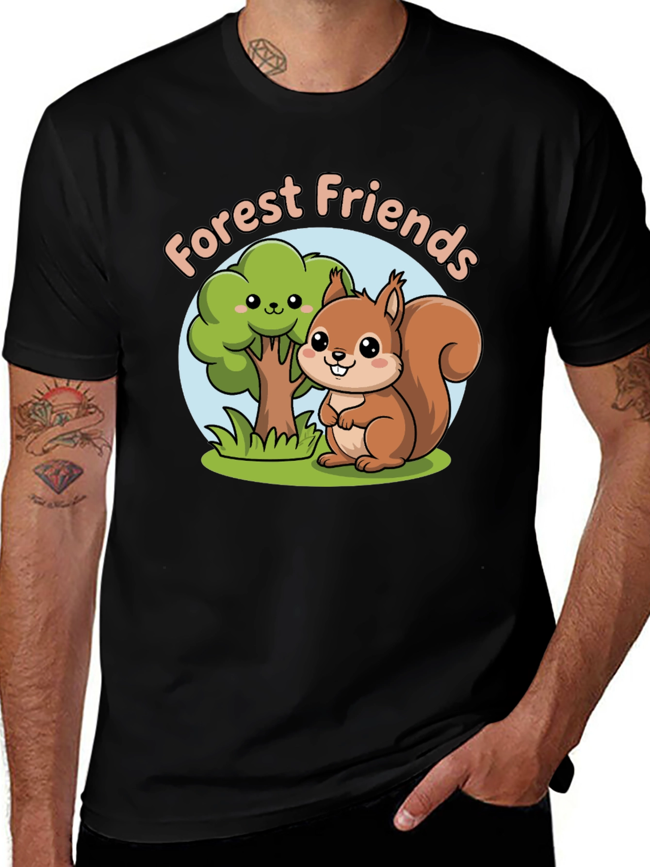 Variant 20 of Forest Friends T-Shirt - Cute Squirrel & Tree Design
