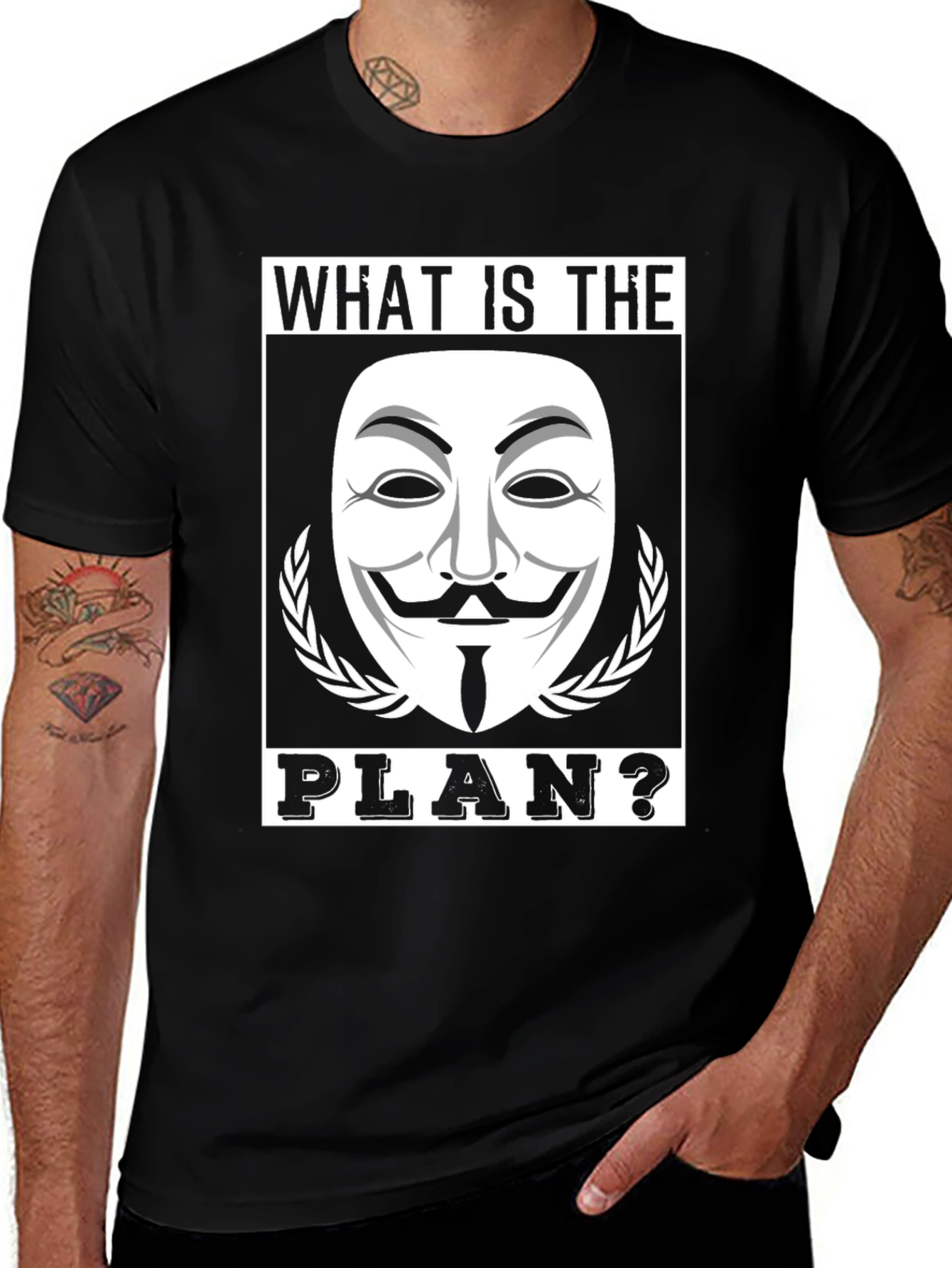 Variant 14 of What is the Plan? Graphic Tee - Black
