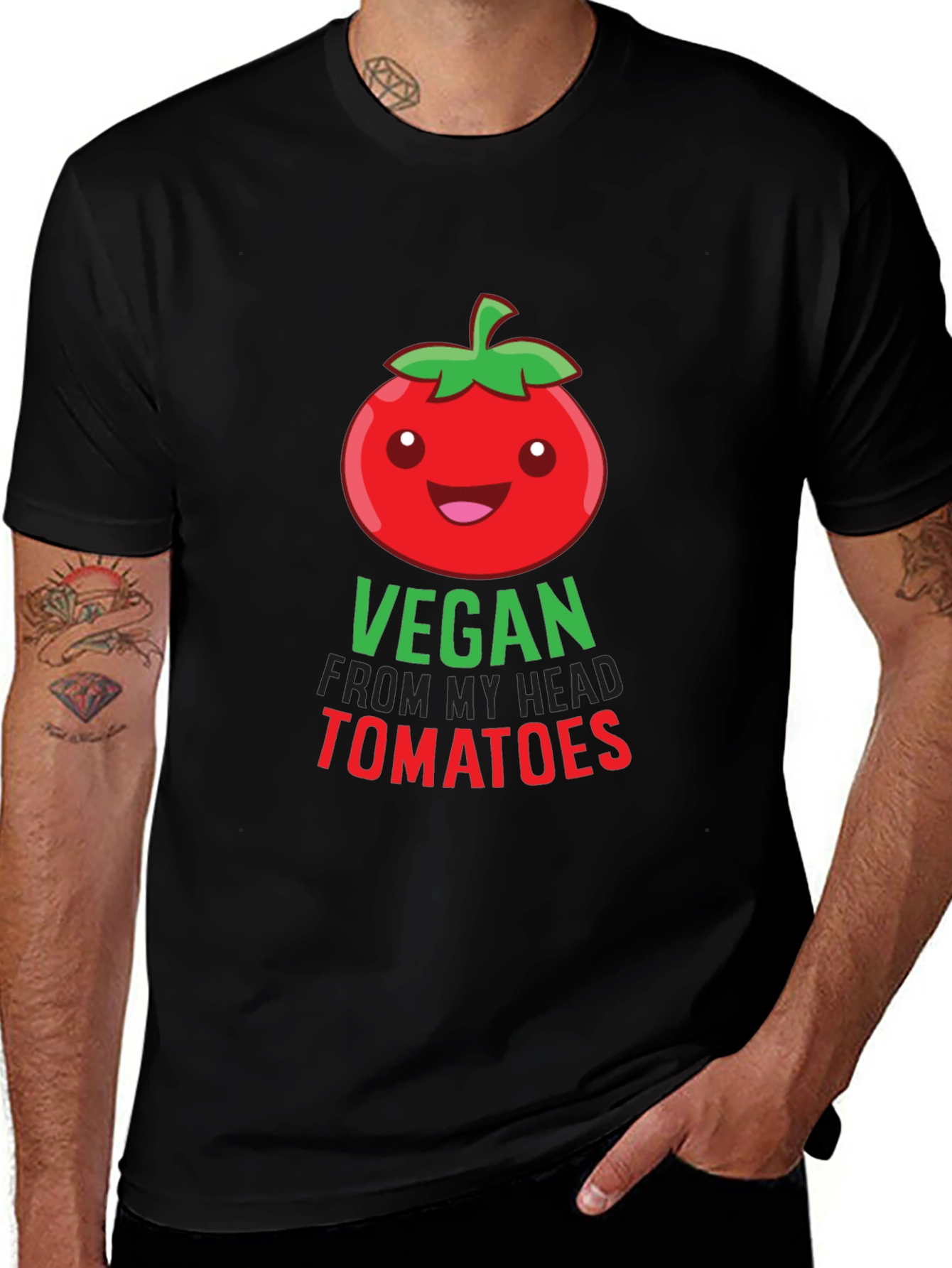 Variant 15 of Vegan From My Head Tomatoes Black T-Shirt