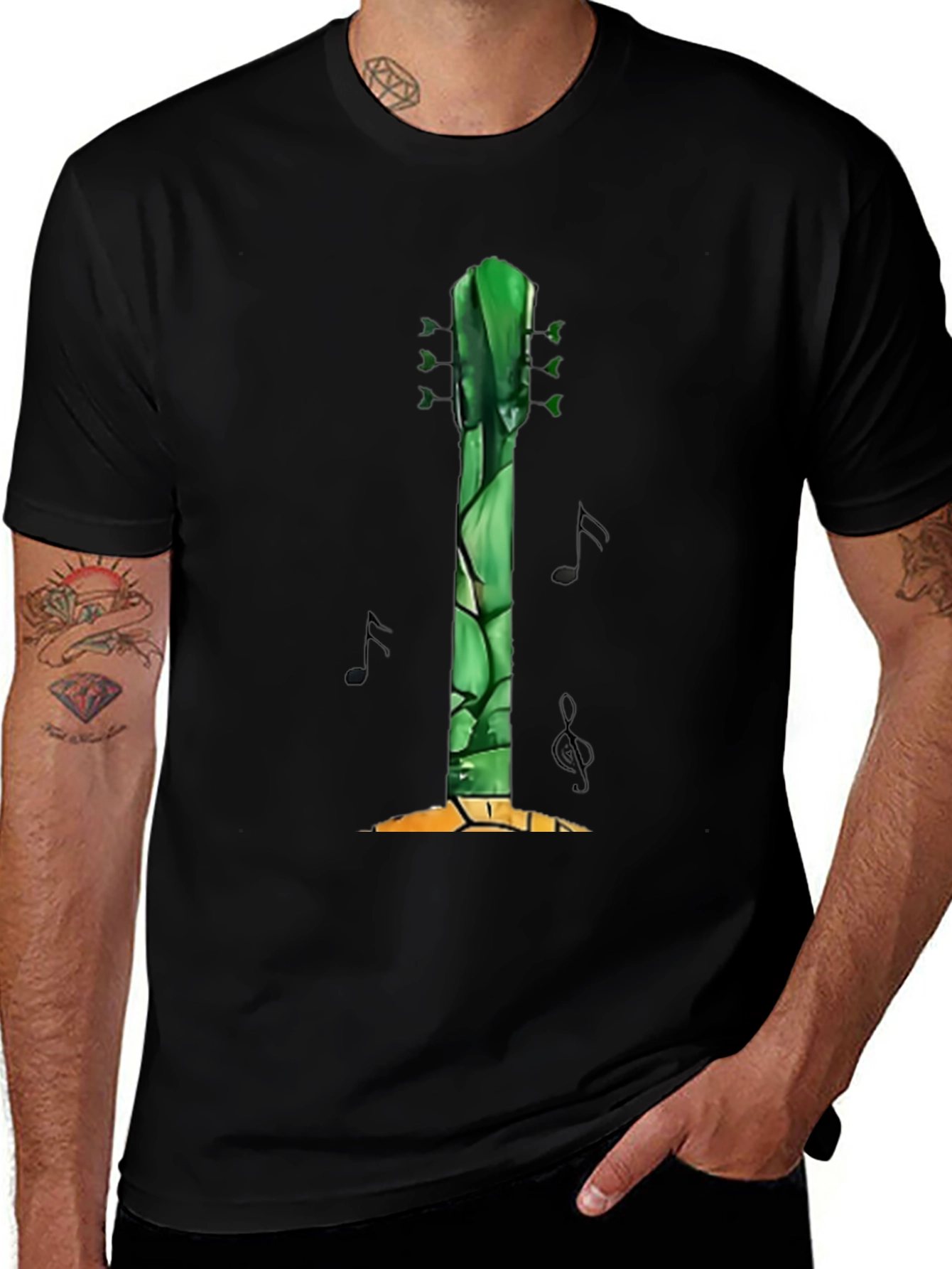 Variant 5 of Guitar Asparagus Men's Graphic Tee - Black