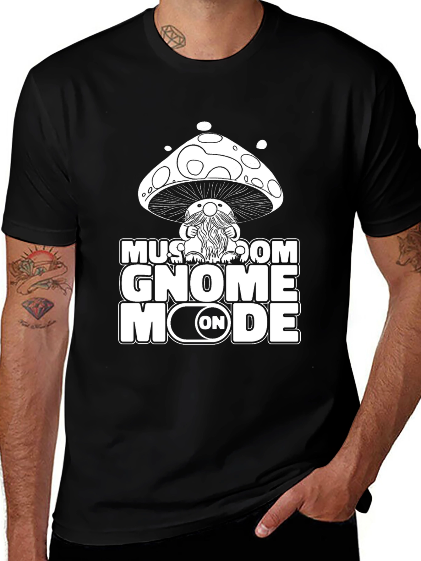 Variant 5 of Mushroom Gnome Mode ON - Black T-Shirt