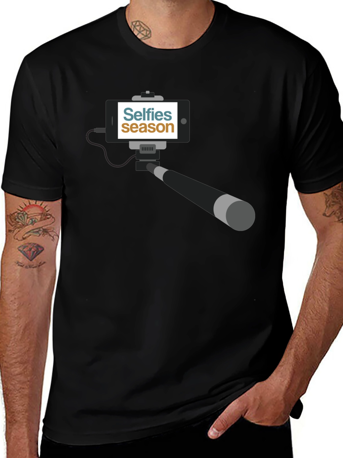 Variant 11 of Selfies Season Black Graphic T-Shirt