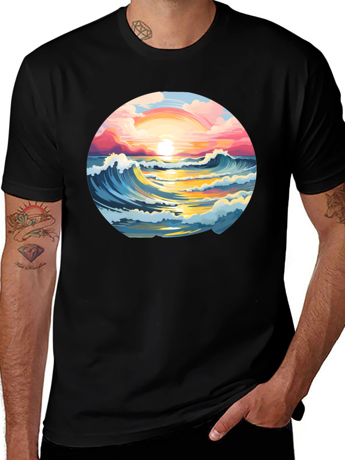 Variant 30 of Sunset Waves Graphic Tee
