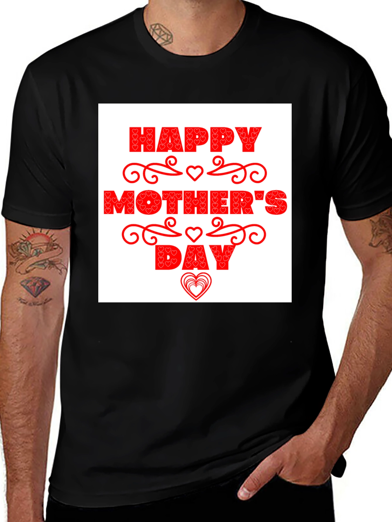 Variant 8 of Happy Mother's Day Graphic Tee - Black Cotton Casual Shirt