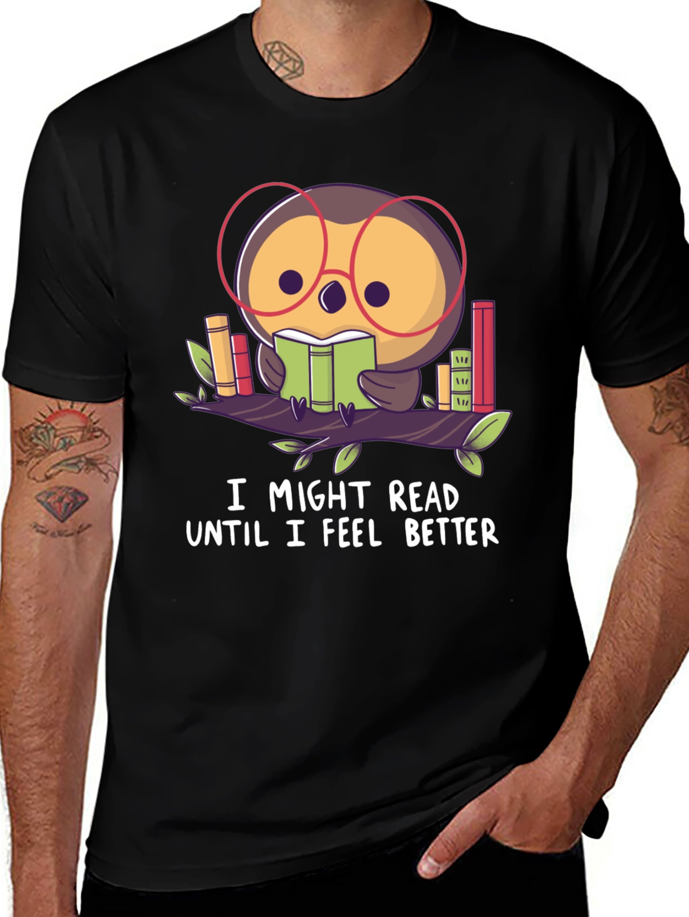 Variant 19 of Owl Reader T-Shirt - Book Lover Tee