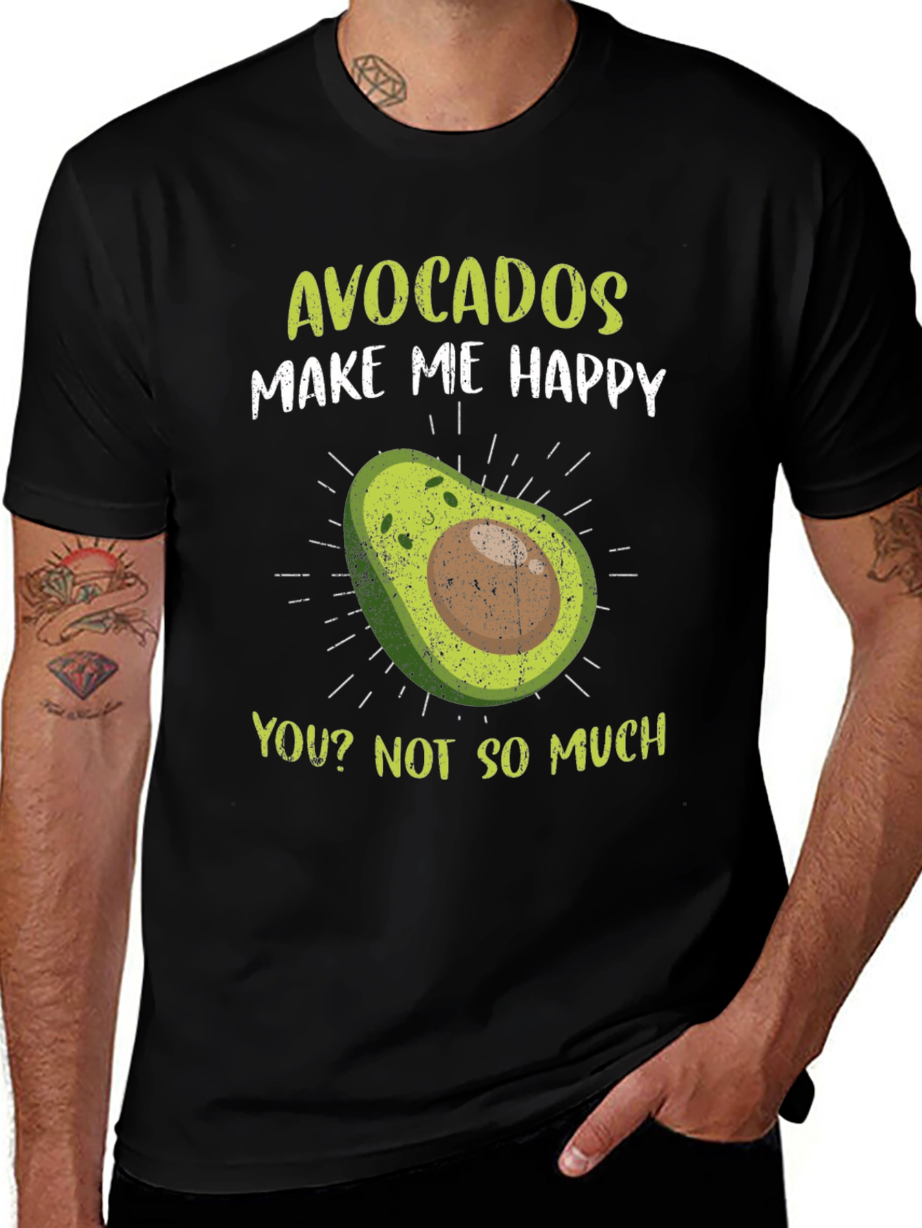 Variant 24 of Avocados Make Me Happy Graphic Tee - Unisex Black T-Shirt
