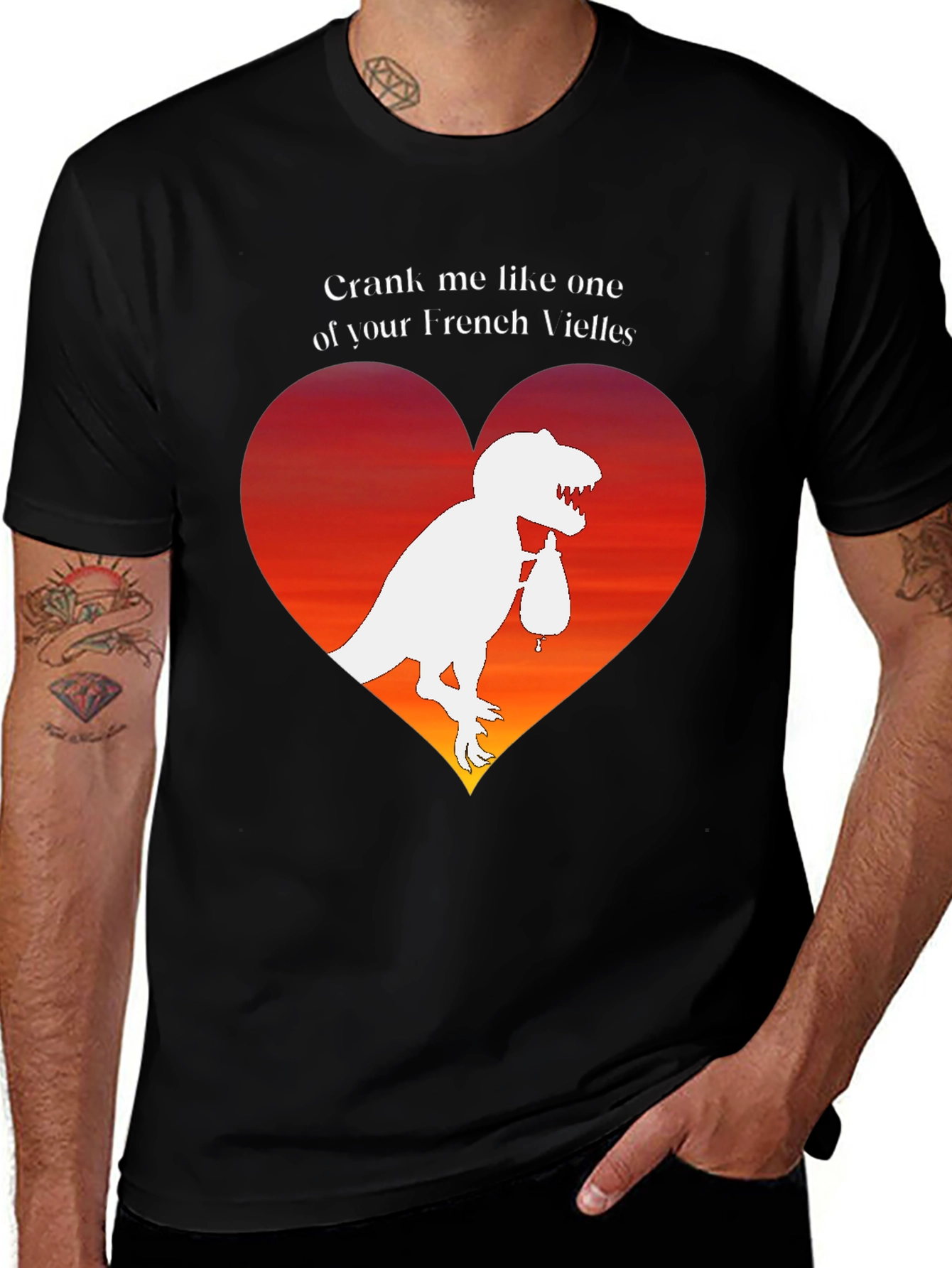 Variant 28 of Dino Love T-Shirt: Crank Me Like a French Vielle