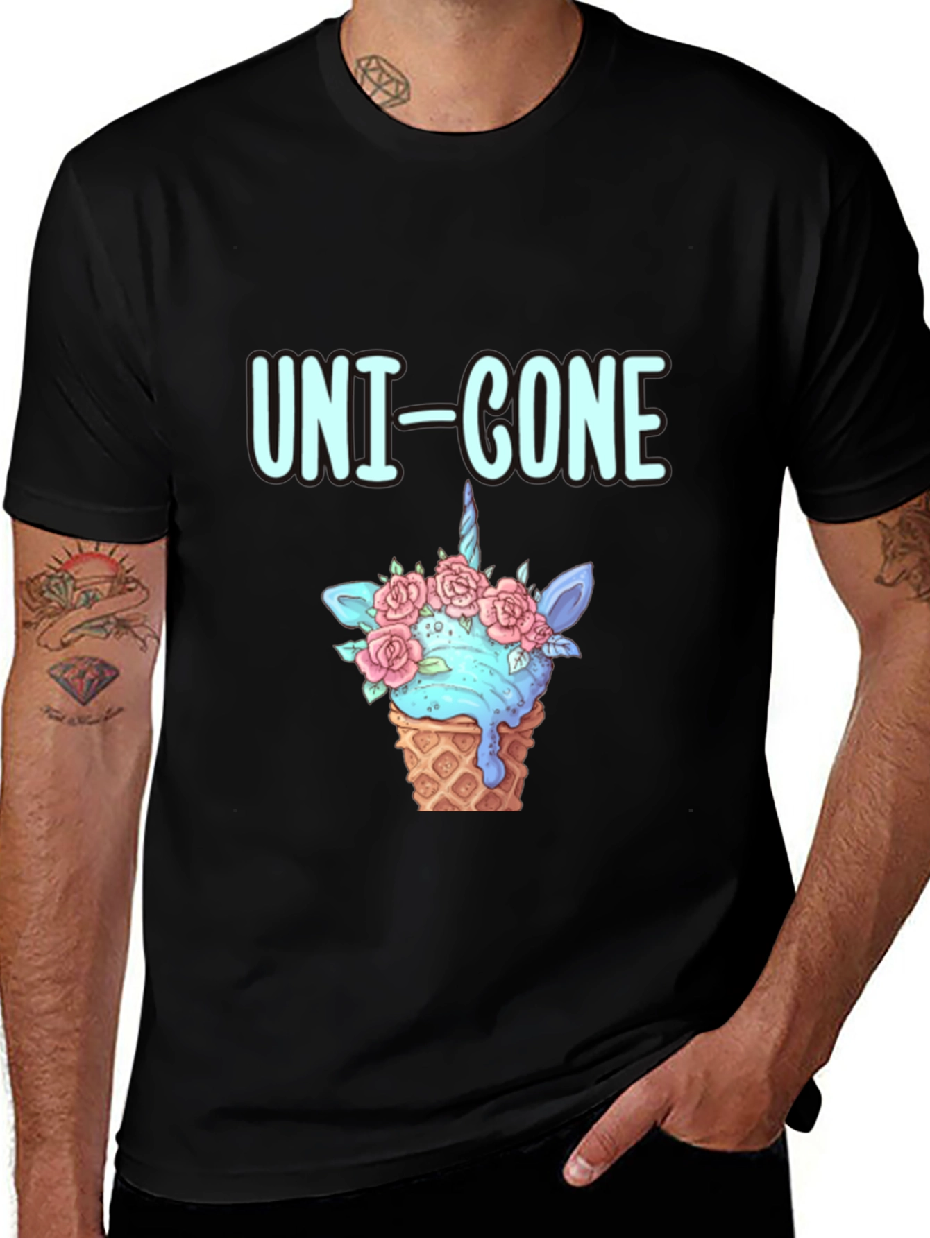Variant 17 of Uni-Cone Graphic T-Shirt - Unique Ice Cream Unicorn Design