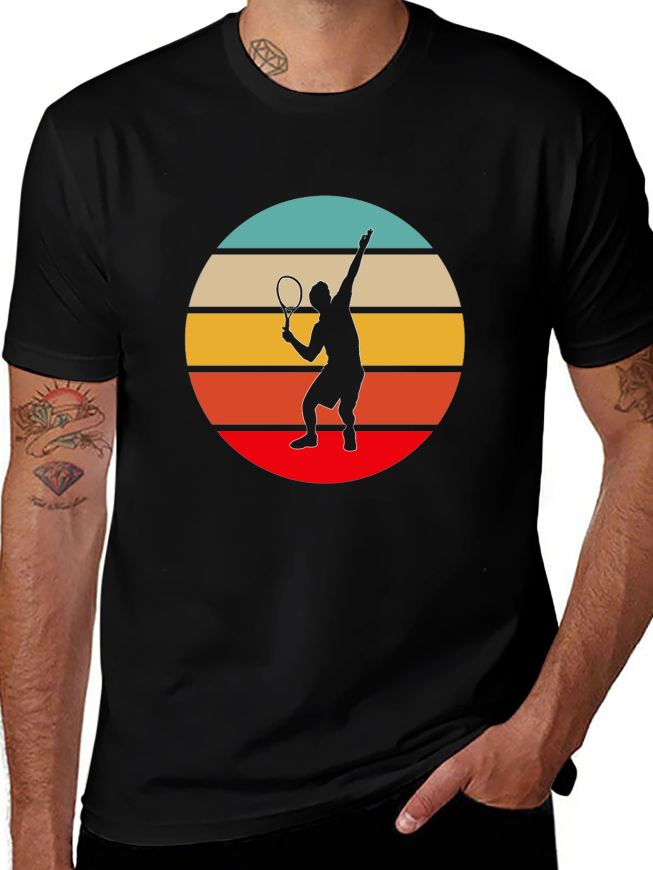 Variant 8 of Retro Tennis Player Graphic T-Shirt