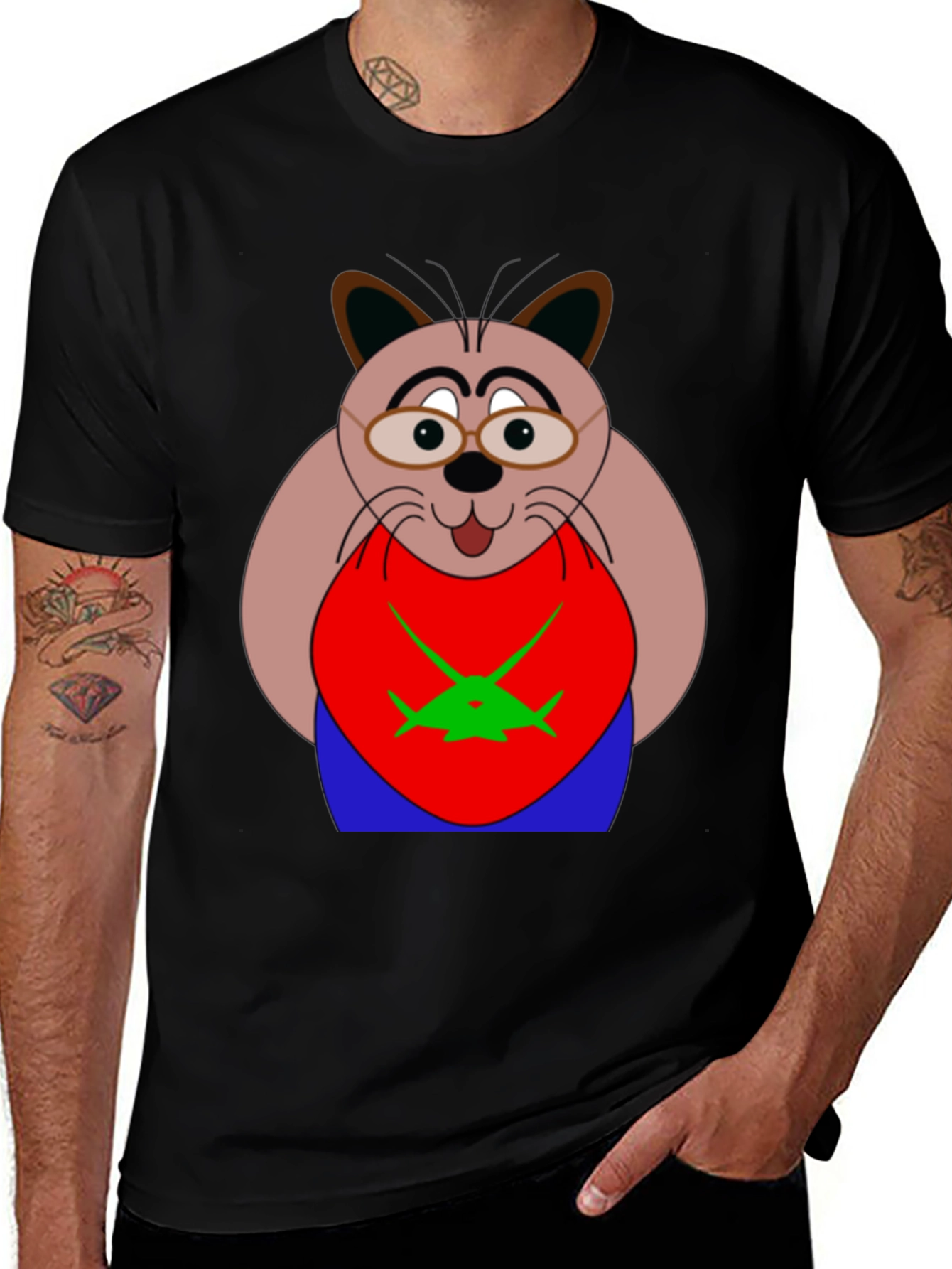 Variant 4 of Cartoon Bear with Glasses Graphic T-Shirt