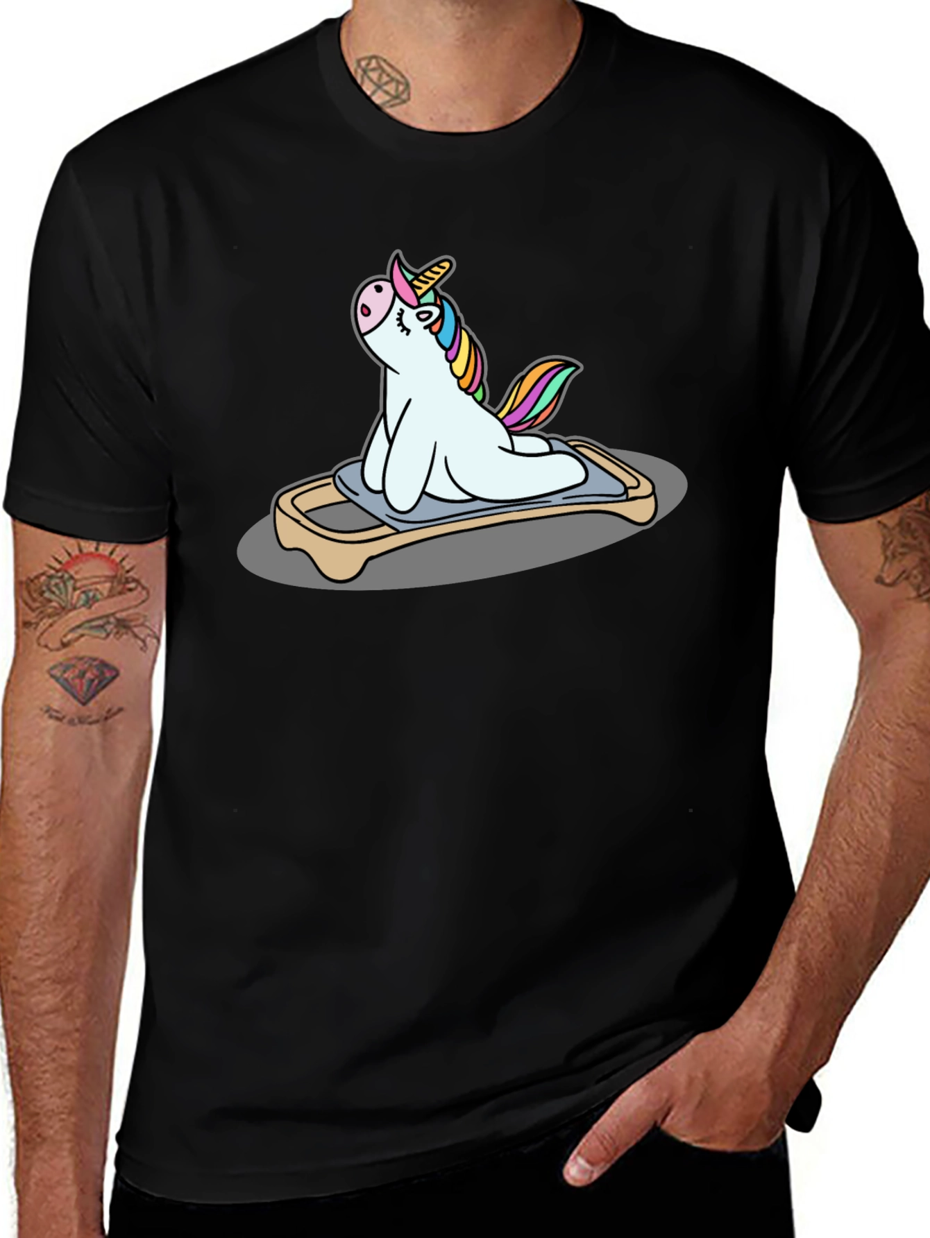 Variant 28 of Unicorn Yoga Pose Black T-Shirt
