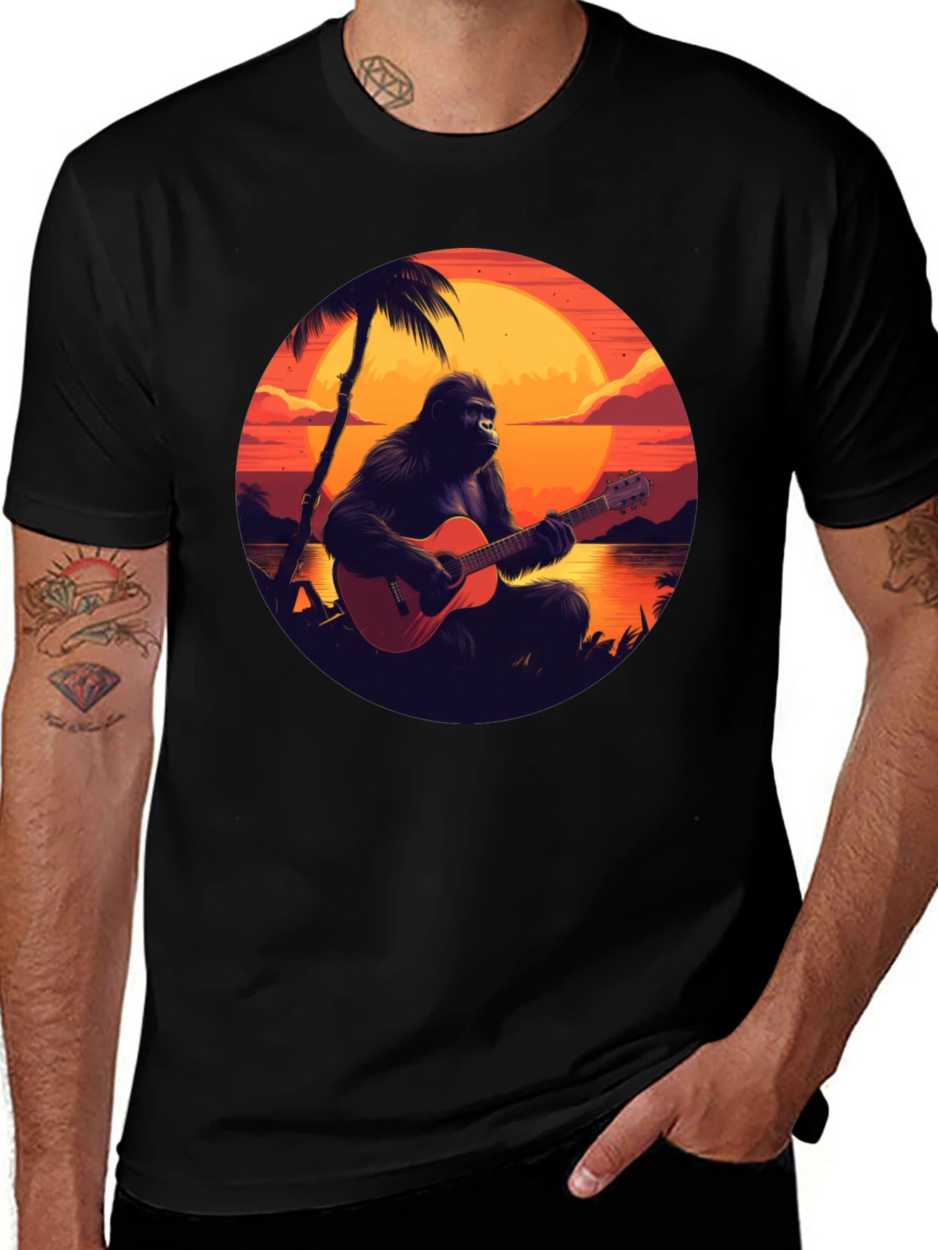 Variant 23 of Gorilla Guitar Sunset Graphic Tee