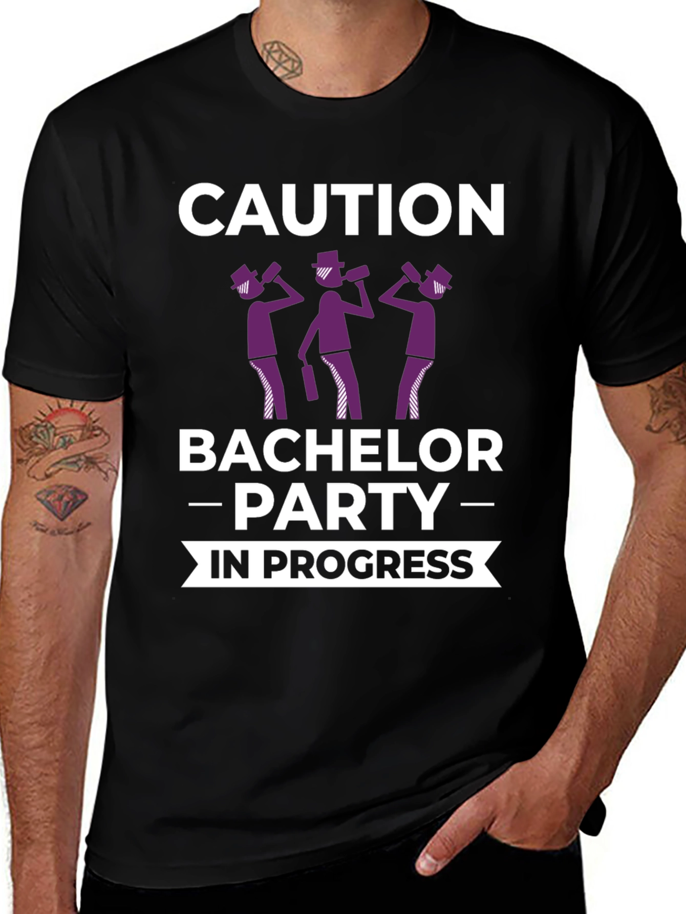 Variant 18 of Caution Bachelor Party in Progress T-Shirt