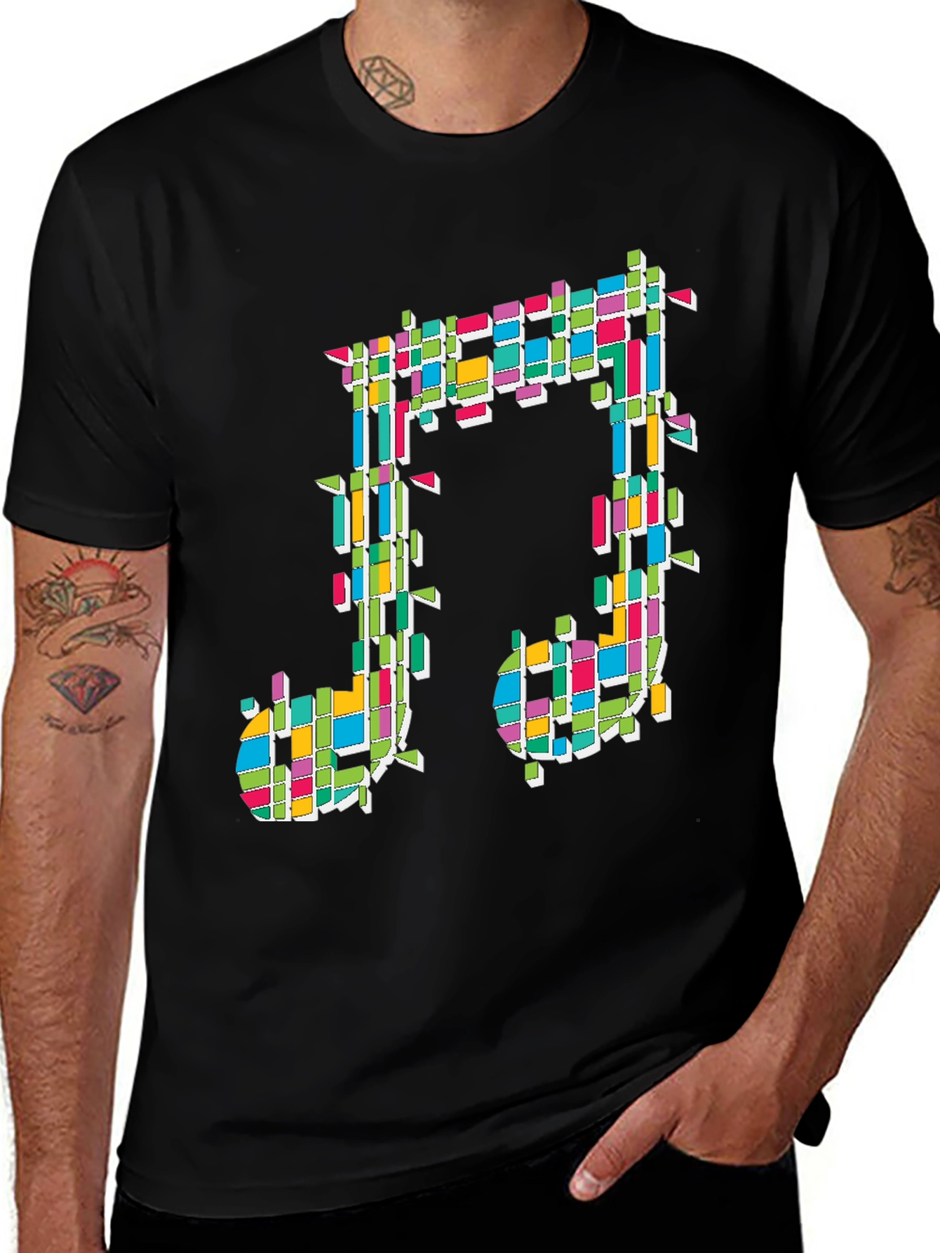 Variant 18 of Colorful Music Note Graphic Tee