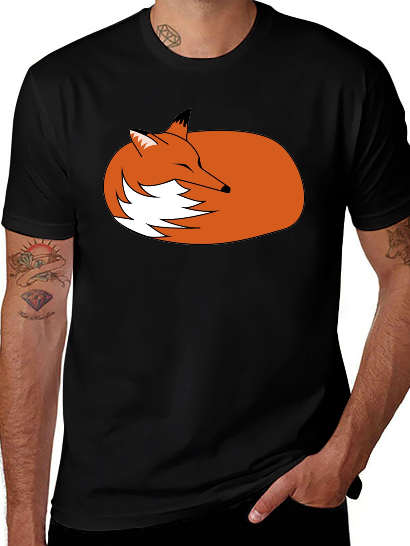 Variant 14 of Sleeping Fox Graphic Tee - Black Unisex T-Shirt