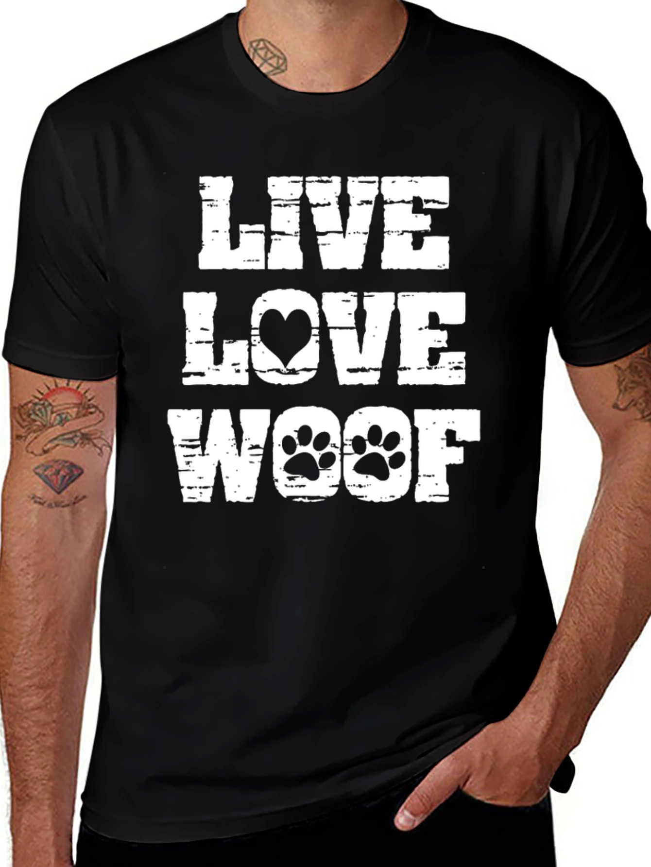 Variant 10 of Live Love Woof T-Shirt - Black
