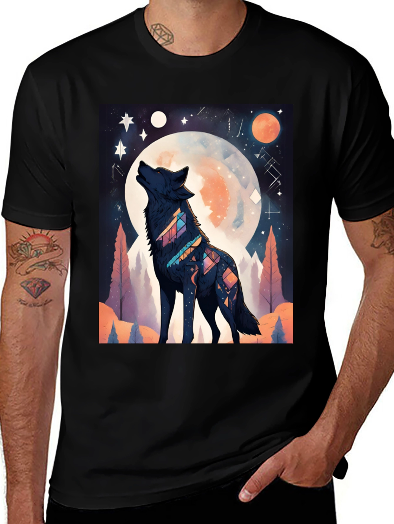 Variant 11 of Wolf Moon Graphic Tee - Unisex Black T-Shirt