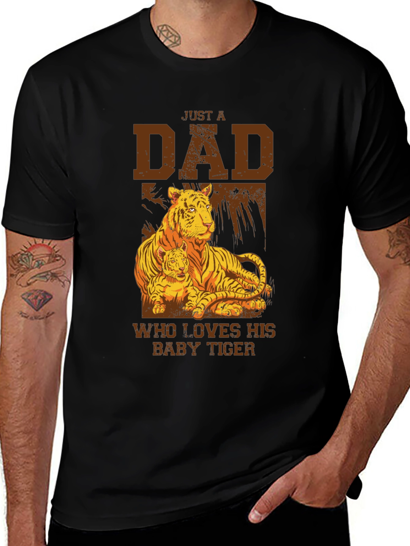 Variant 2 of Dad & Baby Tiger Graphic Tee - Soft Black Cotton