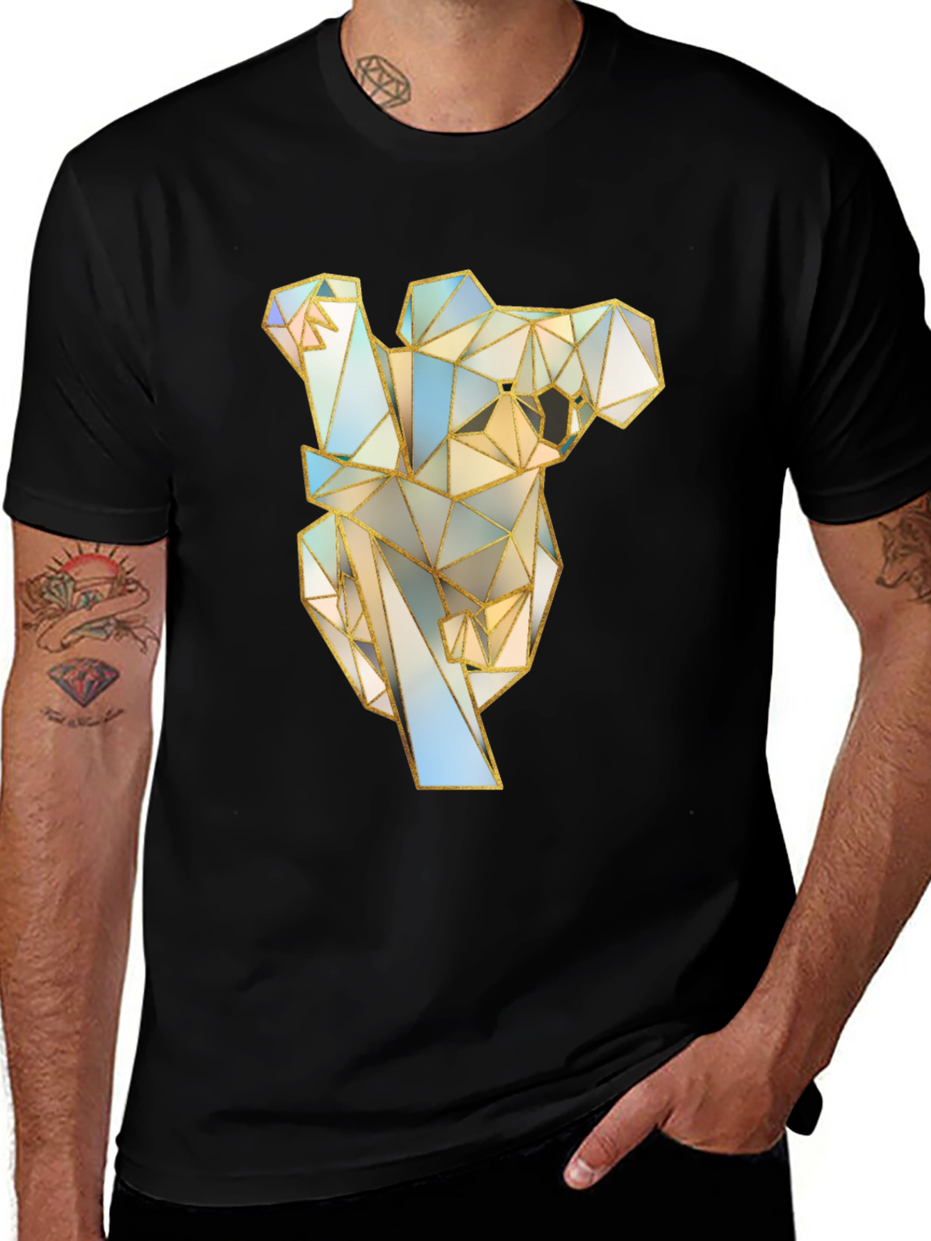 Variant 9 of Geometric Koala Graphic Tee - Stylish Black T-Shirt