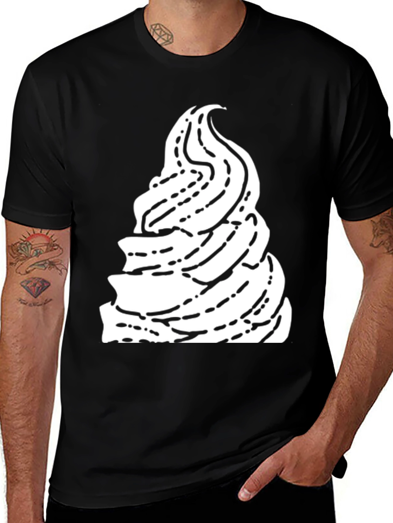 Black Black T-Shirt with Ice Cream Swirl Graphic main image