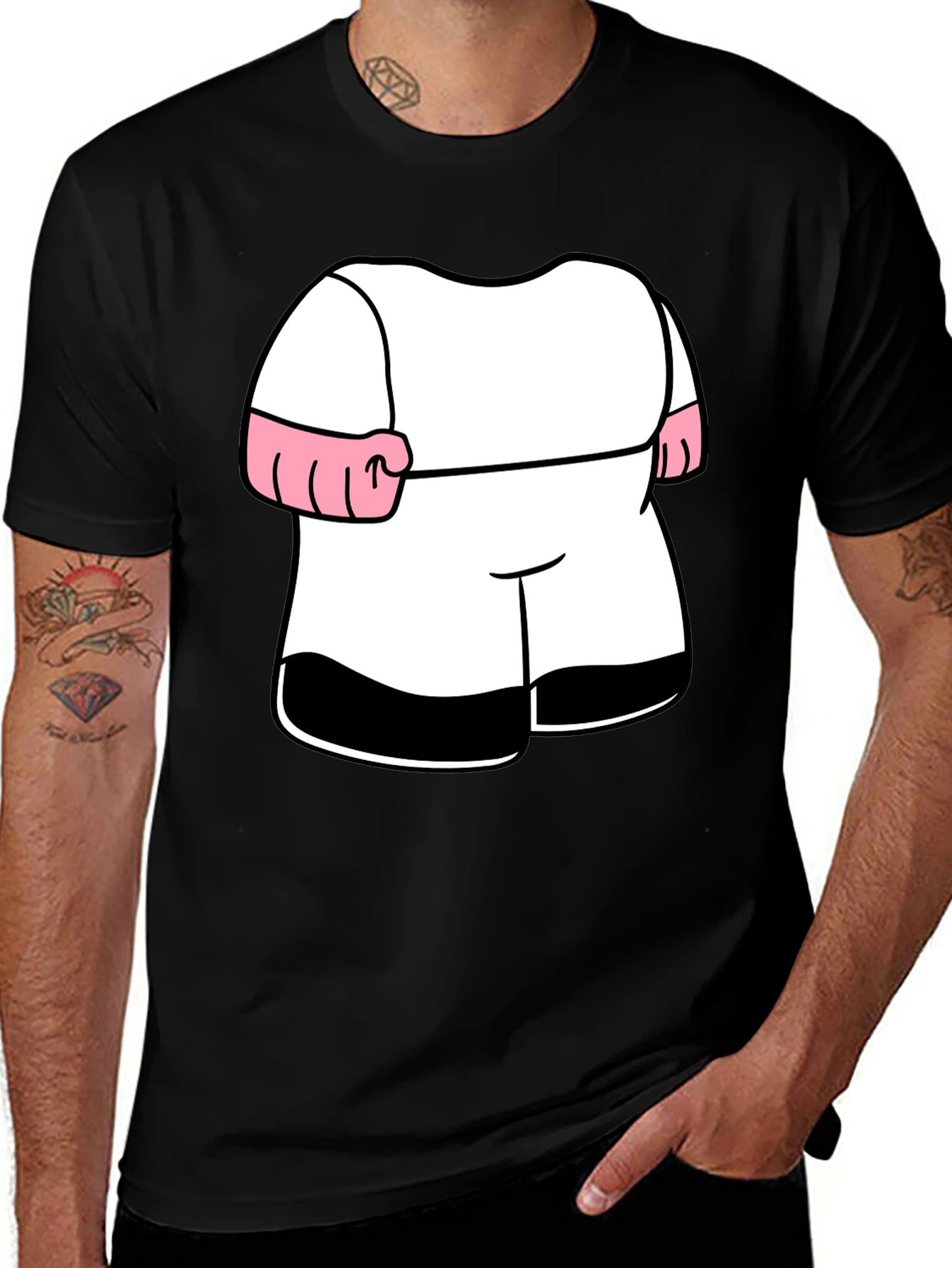 Variant 28 of Funny Cartoon Boxer Costume Black T-Shirt