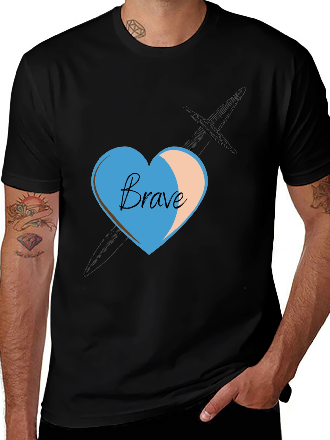 Brave Heart Sword Black T-Shirt